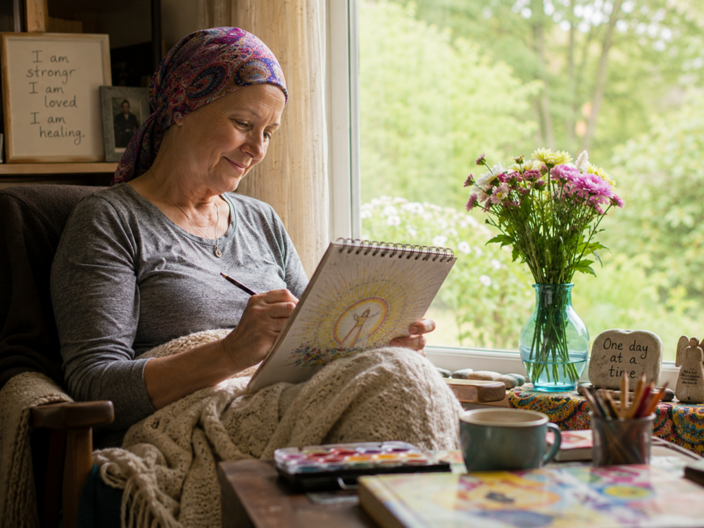 woman sketching by the window